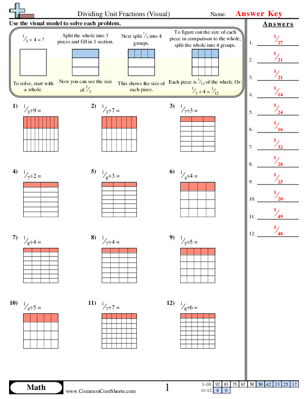  - Dividing Unit Fractions (Visual) worksheet
